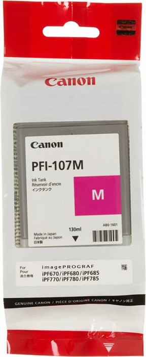 Картридж струйный Canon PFI-107M 6707B001 пурпурный (130мл) для Canon iP F680/685/780/785 - фото 11024