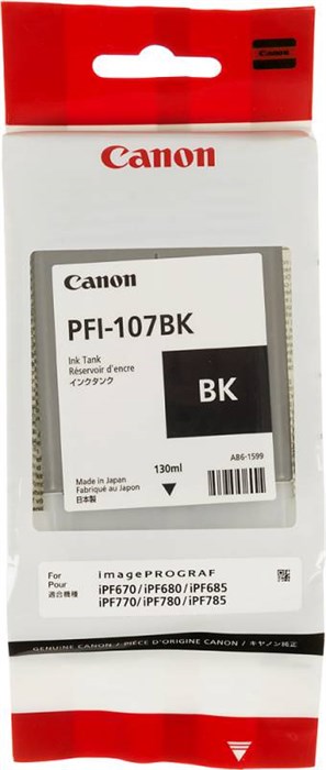 Картридж струйный Canon PFI-107BK 6705B001 черный (130мл) для Canon iP F680/685/780/785 - фото 11025