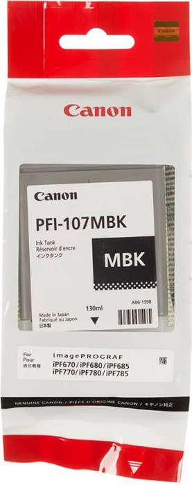 Картридж струйный Canon PFI-107MBK 6704B001 черный матовый для Canon iP F680/685/780/785 - фото 11026