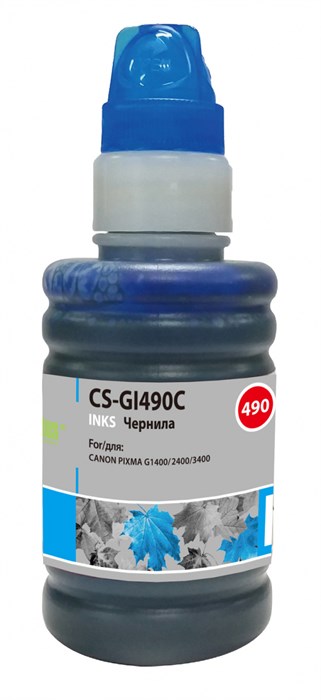 Чернила Cactus CS-GI490C голубой 100мл для Canon Pixma G1400/G2400/G3400 - фото 11183