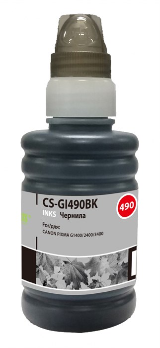 Чернила Cactus CS-GI490BK черный 100мл для Canon Pixma G1400/G2400/G3400 - фото 11196