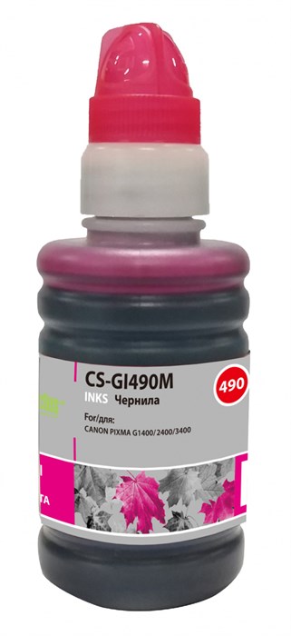 Чернила Cactus CS-GI490M пурпурный 100мл для Canon Pixma G1400/G2400/G3400 - фото 11206
