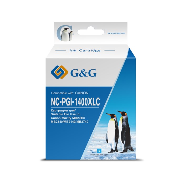 Картридж струйный G&G NC-PGI-1400XLC PGI-1400XL C голубой (12мл) для Canon MB2050/MB2350/MB2040/MB23 - фото 11310