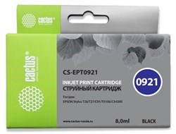 Картридж струйный Cactus CS-EPT0921 черный (8мл) для Epson Stylus C91/CX4300/T26/T27/TX106/TX109/TX1 - фото 11919