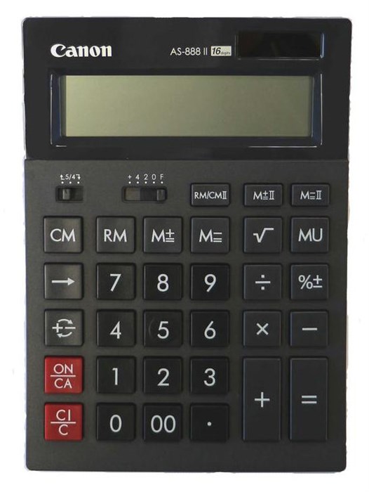 Калькулятор бухгалтерский Canon AS-888 II черный 16-разр. - фото 12118