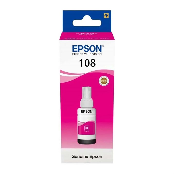 Чернила Epson 108 C13T09C34A, для Epson, 70мл, пурпурный для Epson EcoTank L8050, Epson L18050, 70 мл - фото 13424