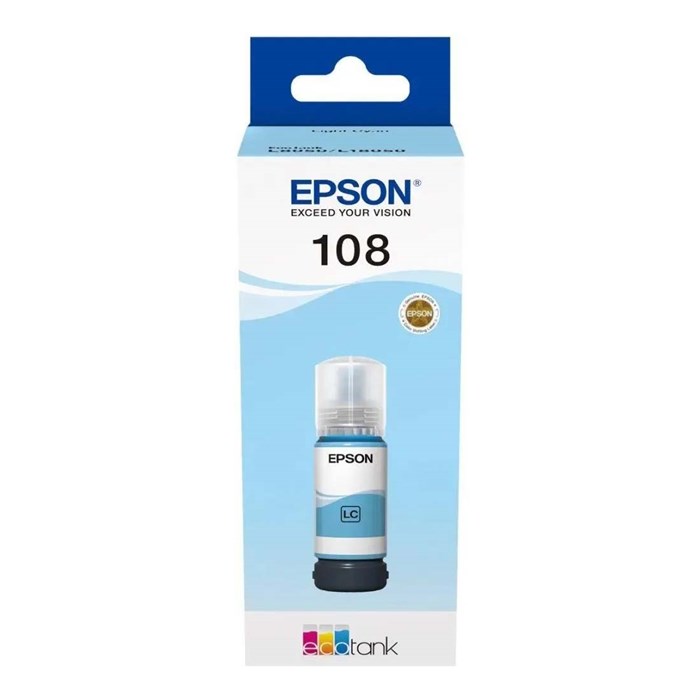 Чернила Epson 108 C13T09C54A, для Epson, 70мл, светло-голубой для Epson EcoTank L8050, Epson L18050, 70 мл - фото 13427