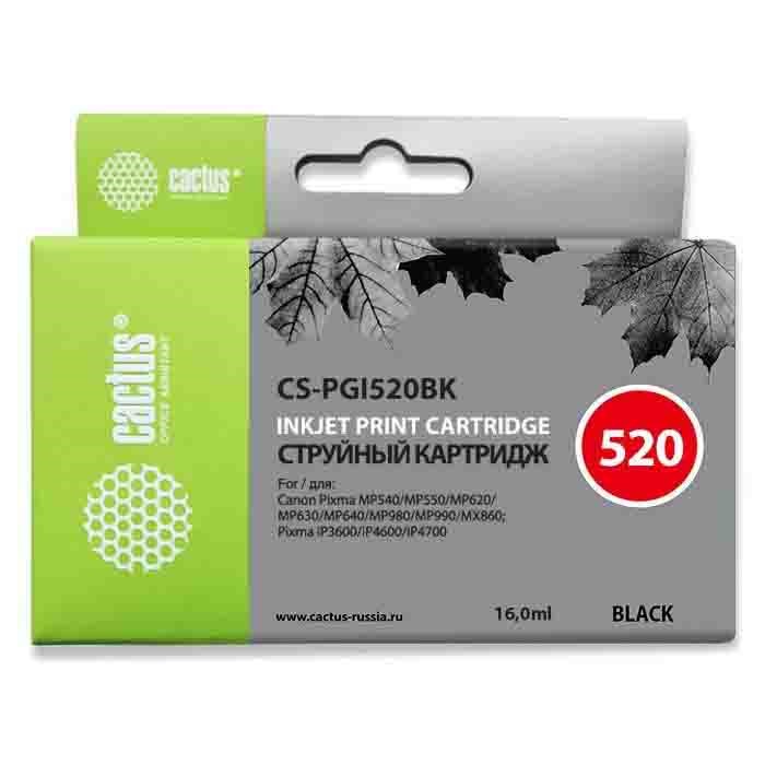 Картридж струйный Cactus CS-PGI520BK черный пигментный (16мл) для Canon Pixma MP540/MP550/MP620/MP63 690148