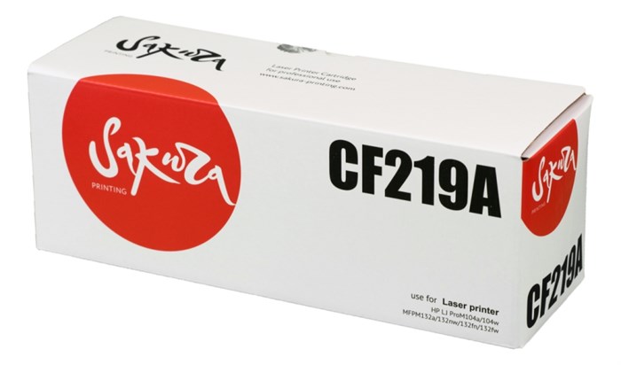 Картридж SAKURA CF219A для HP LJ Pro m104a/ m104w/ m132a/ m132fn/ m132fw/ m132nw, черный, 12 000 к. - фото 9356
