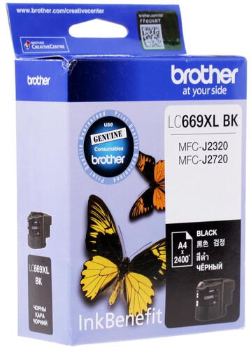 Картридж струйный Brother LC669XLBK черный (2400стр.) для Brother MFC-J2320/J2720 - фото 9531
