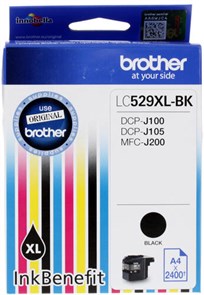 Картридж струйный Brother LC529XLBK черный (2400стр.) для Brother DCP-J100/J105/J200