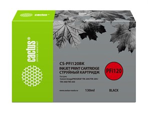Картридж струйный Cactus CS-PFI120BK черный (130мл) для Canon imagePROGRAF TM-200/TM-205/TM-300/TM-3