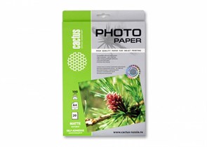 Фотобумага Cactus CS-MSA410020 A4/100г/м2/20л./белый матовое самоклей. для струйной печати