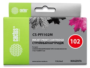 Картридж струйный Cactus CS-PFI102M пурпурный (130мл) для Canon IP iPF500/iPF600/iPF700/MFP M40/iPF7