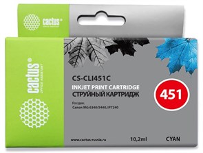 Картридж струйный Cactus CS-CLI451C голубой (10.2мл) для Canon MG6340/5440/IP7240