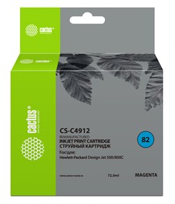 Картридж струйный Cactus CS-C4912 №82 пурпурный (72мл) для HP DJ 500/800C