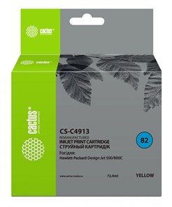 Картридж струйный Cactus CS-C4913 №82 желтый (72мл) для HP DJ 500/800C