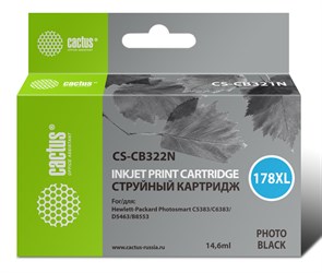 Картридж струйный Cactus CS-CB322N(CS-CB322) №178XL фото черный (14.6мл) для HP PS B8553/C5383/C6383