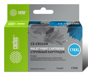 Картридж струйный Cactus CS-CB323N(CS-CB323) №178XL синий (14.6мл) для HP PS B8553/C5383/C6383/D5463
