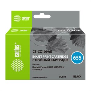 Картридж струйный Cactus CS-CZ109AE №655 черный (21.6мл) для HP DJ IA 3525/5525/4525