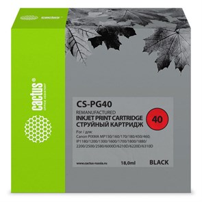 Картридж струйный Cactus CS-PG40 PG-40 черный (18мл) для Canon Pixma MP150/MP160/MP170/MP180/MP210/M