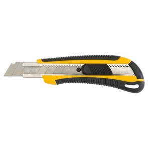 Нож канцелярский Deli E2064 шир.лез.18мм фиксатор усиленный сталь желтый блистер