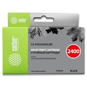Картридж струйный Cactus CS-PGI2400XLBK PGI-2400XLBK черный (74.6мл) для Canon MAXIFY iB4040/ МВ5040
