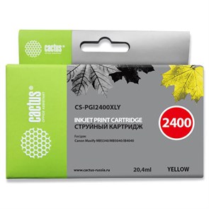 Картридж струйный Cactus CS-PGI2400XLY PGI-2400XLY желтый (20.4мл) для Canon MAXIFY iB4040/ МВ5040/