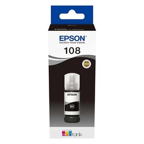 Чернила Epson 108 C13T09C14A, для Epson, 70мл, черный для Epson EcoTank L8050, Epson L18050, 70 мл