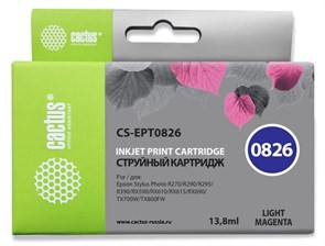 Картридж струйный Cactus CS-EPT0826 T0826 светло-пурпурный (13.8мл) для Epson Stylus Photo R270/290/