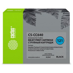 Картридж струйный Cactus CS-CC640 №121 черный (6мл) для HP DJ D1663/D2563/D2663/D5563/F2423/F2483/F2