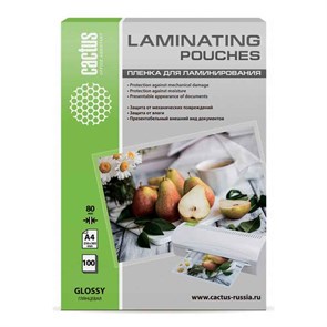 {{photo.Alt || photo.Description || 'Пленка для ламинирования Cactus 80мкм A4 (100шт) глянцевая 216x303мм CS-LPGA480100'}}