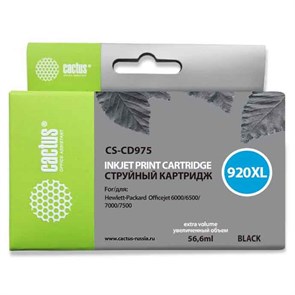 Картридж струйный Cactus CS-CD975 №920XL черный (56.6мл) для HP DJ 6000/6500/7000/7500 с чипом 807149