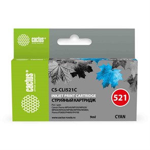 Картридж струйный Cactus CS-CLI521C голубой (9мл) для Canon MP540/MP550/MP620/MP630/MP640/MP660 690090