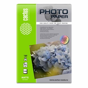 Фотобумага Cactus CS-MA4180100 A4/180г/м2/100л./белый матовое для струйной печати 1584047