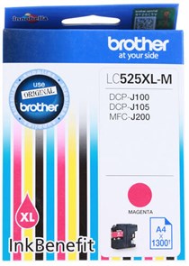 Картридж струйный Brother LC525XLM пурпурный (1300стр.) для Brother DCP-J100/J105/J200