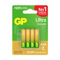 Батарея GP Ultra Alkaline 24AUA21-2CRSBC4 AAA (4шт) блистер GP 24AUA21-2CRSBC4 40/320 2048364